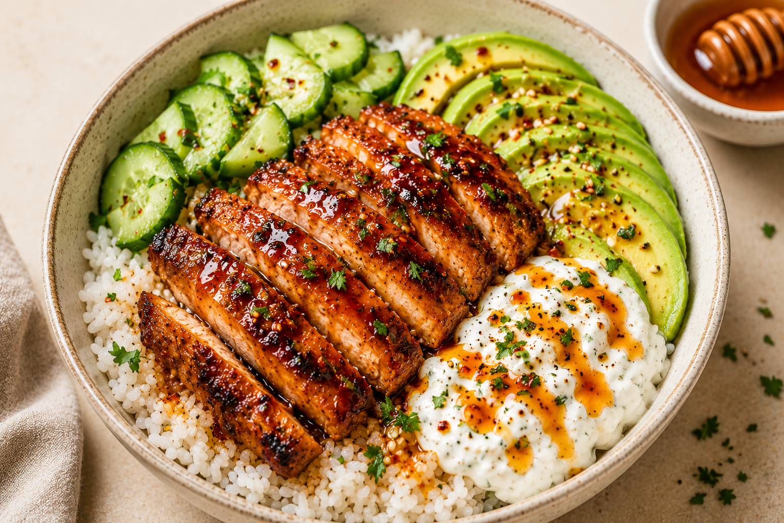 Hot Honey Chicken Rice Bowl