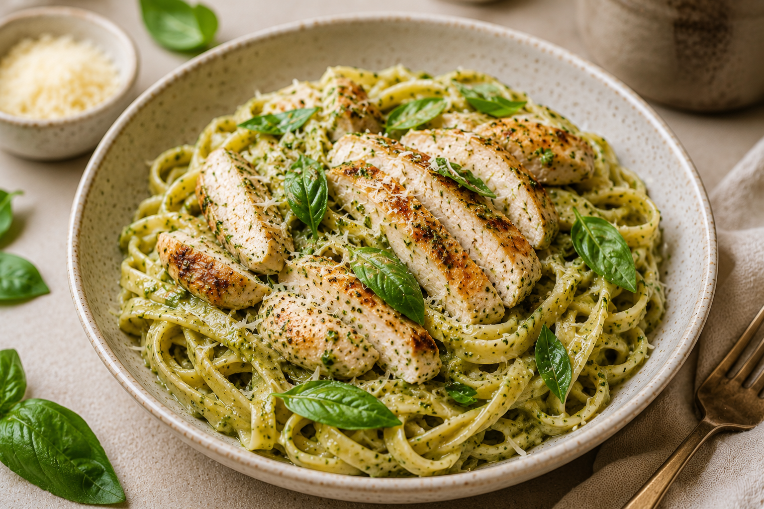 Creamy Chicken Pesto Pasta
