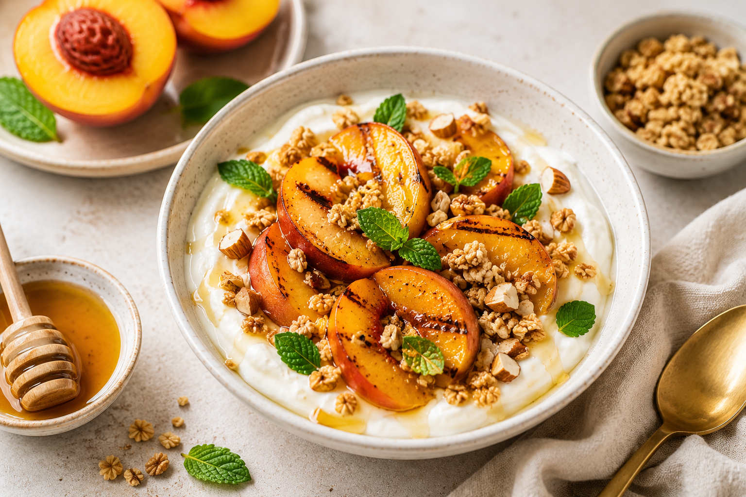 Grilled Peach Yogurt Bowl