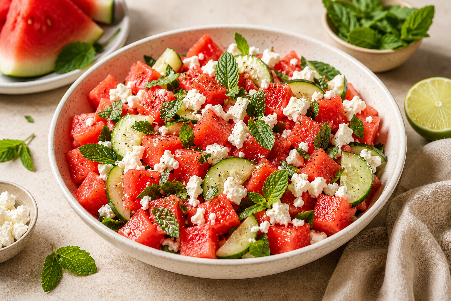 Watermelon Feta Mint Salad
