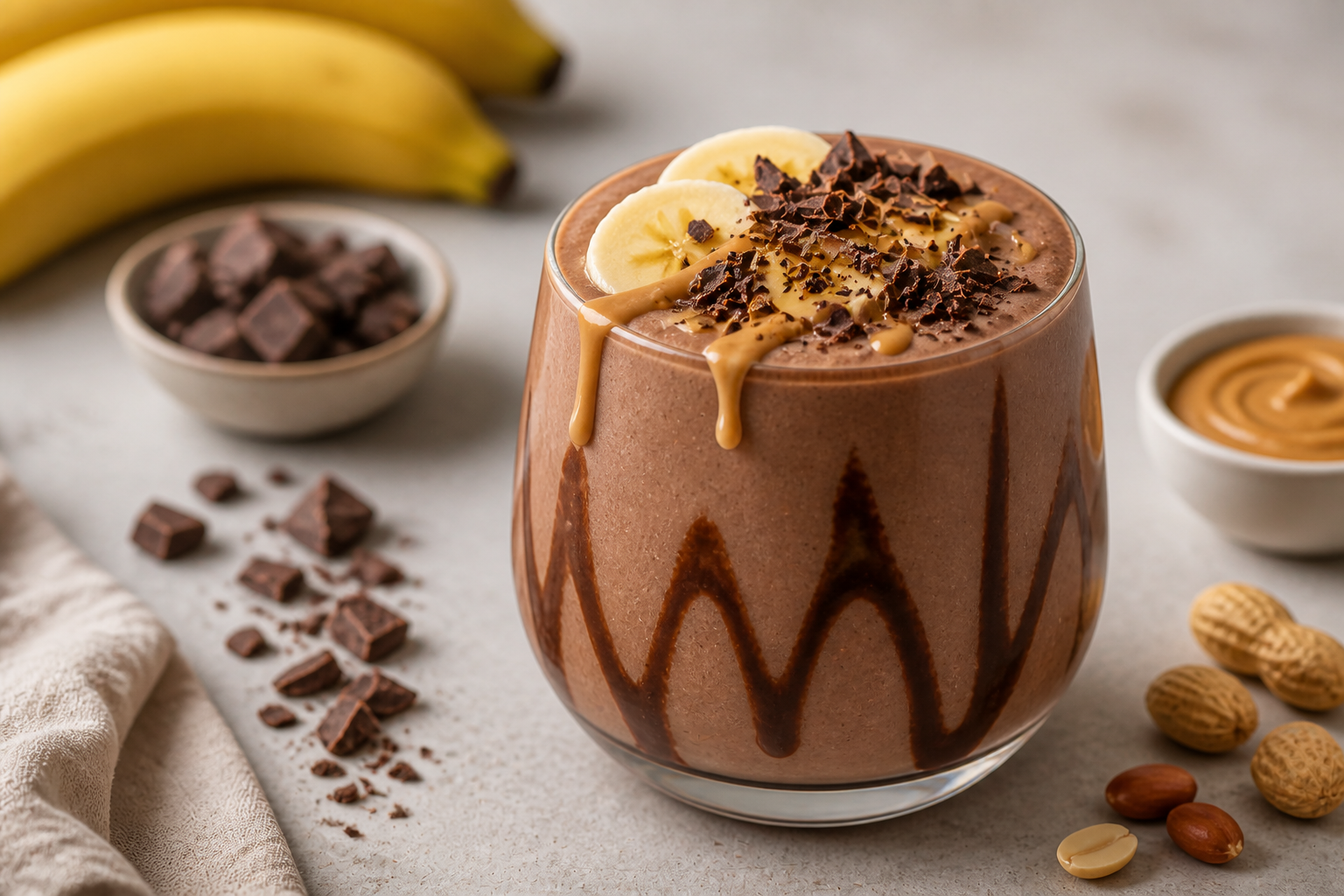 Chocolate Peanut Butter Banana Smoothie