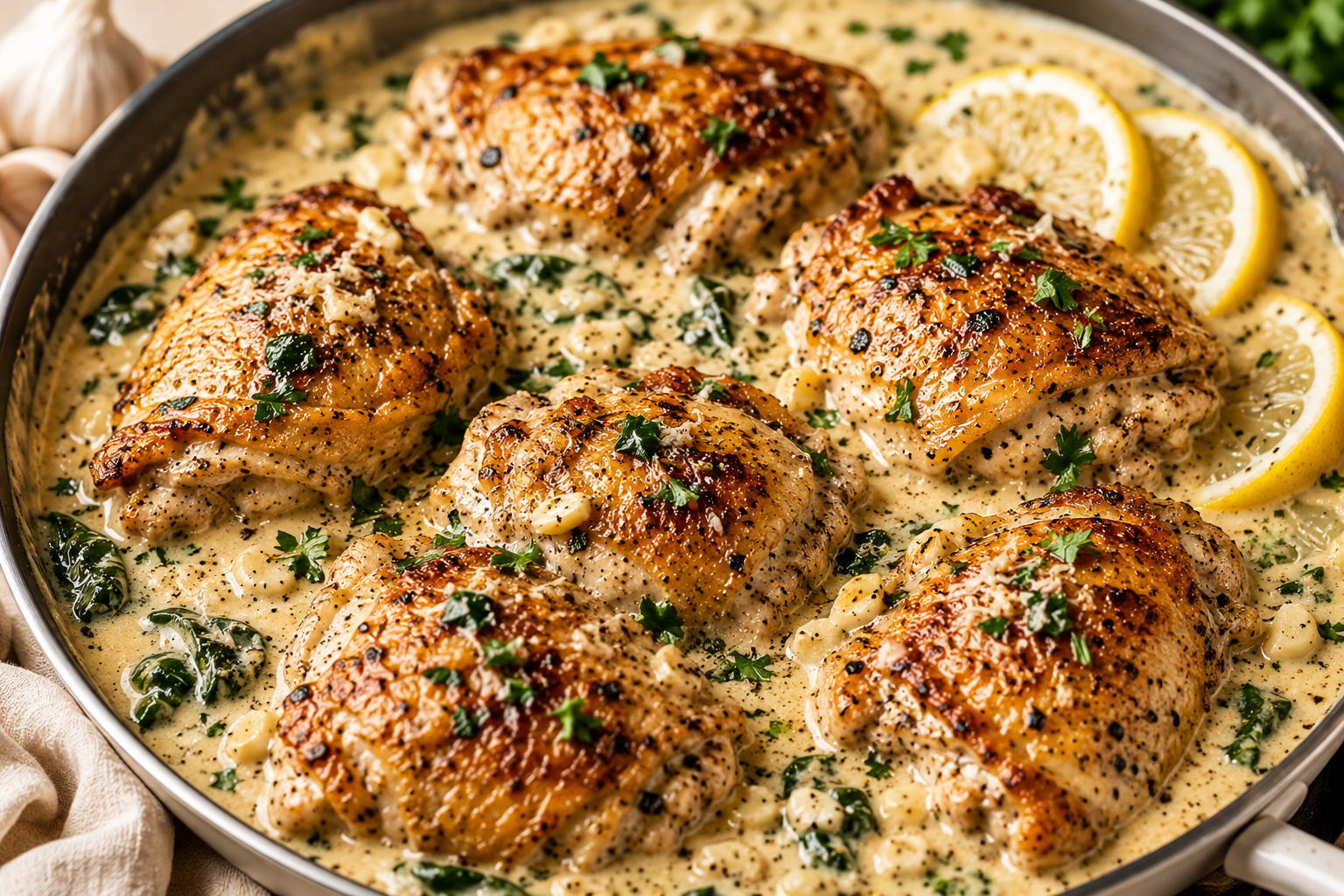 Creamy Garlic Chicken Thighs
