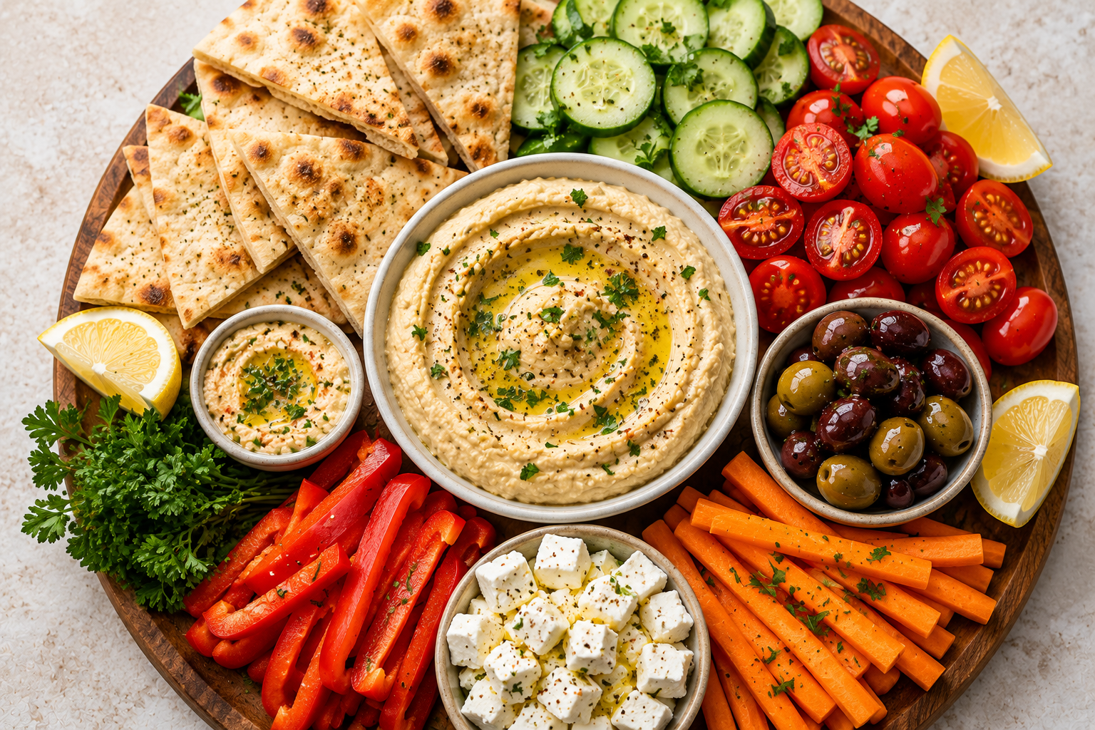 Mediterranean Hummus Snack Board