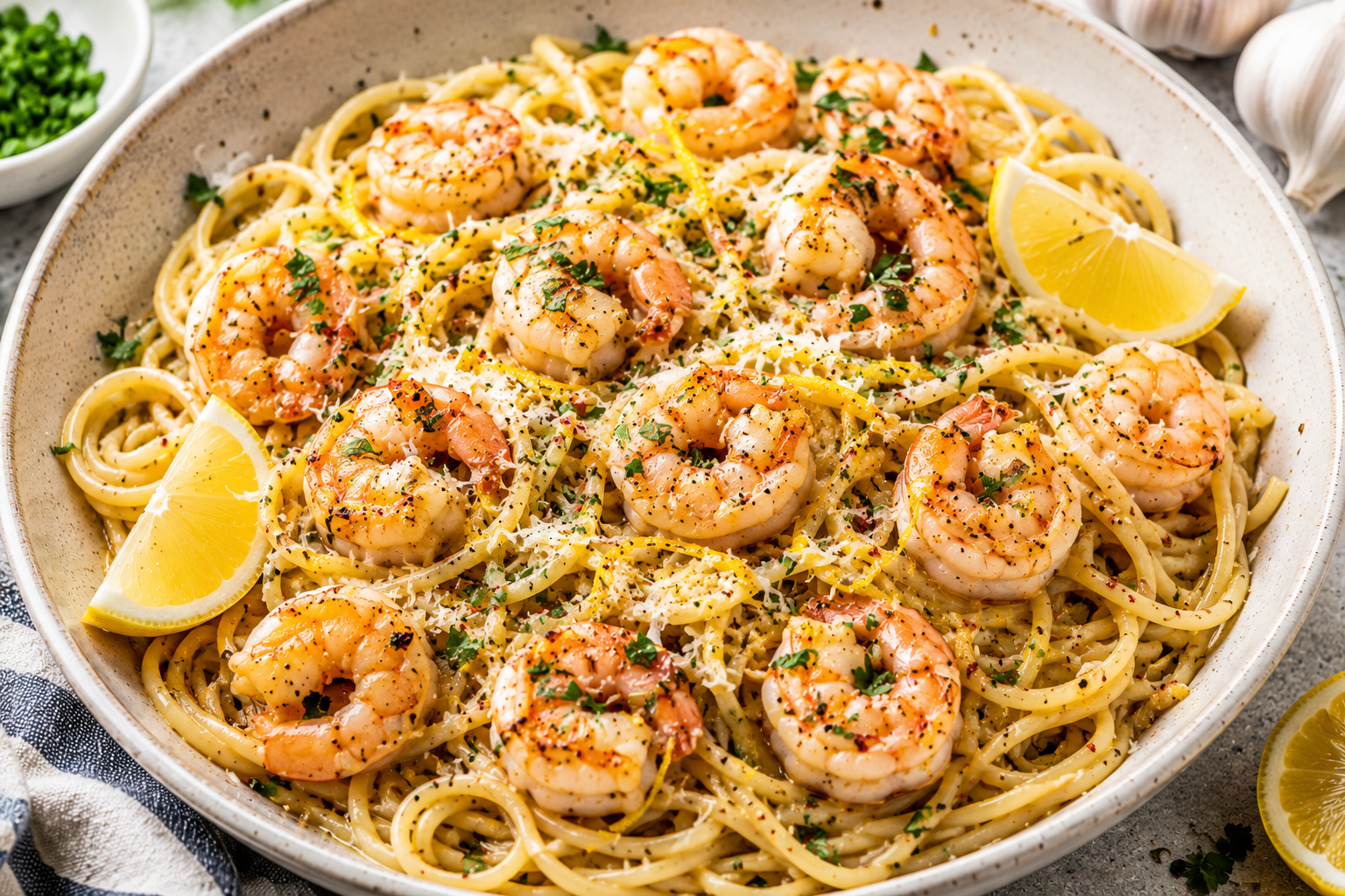 Lemon Garlic Shrimp Pasta