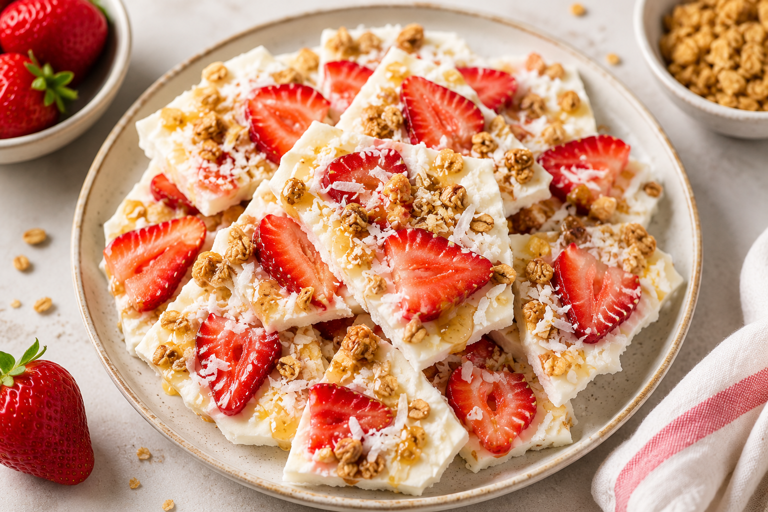 Strawberry Yogurt Bark Bites